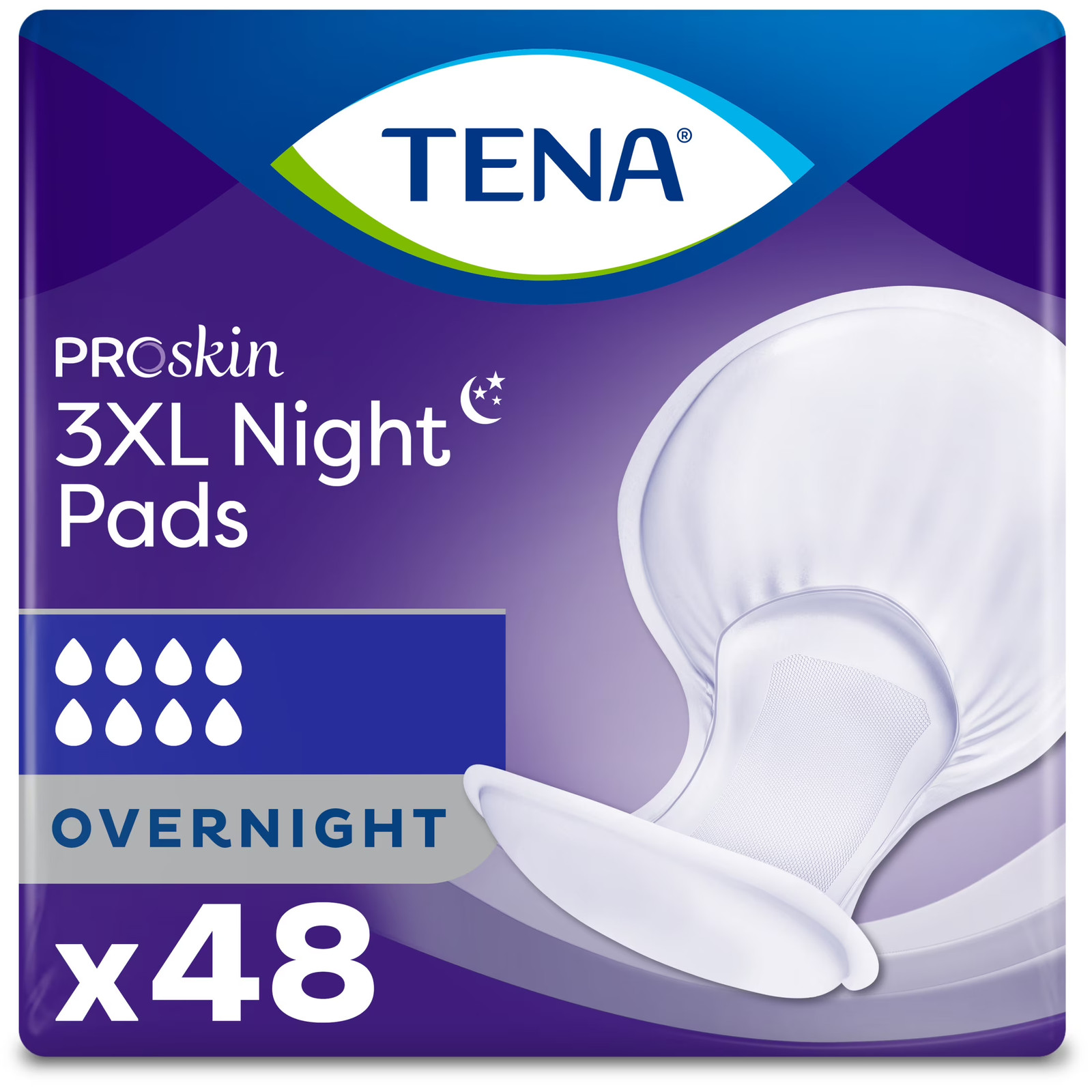 Tena ProSkin 3XL Incontinence Pads for Women and Men, Overnight Absorbency, 48 Tena ProSkin 3XL Incontinence Pads for Women and Men, Overnight Absorbency, 48