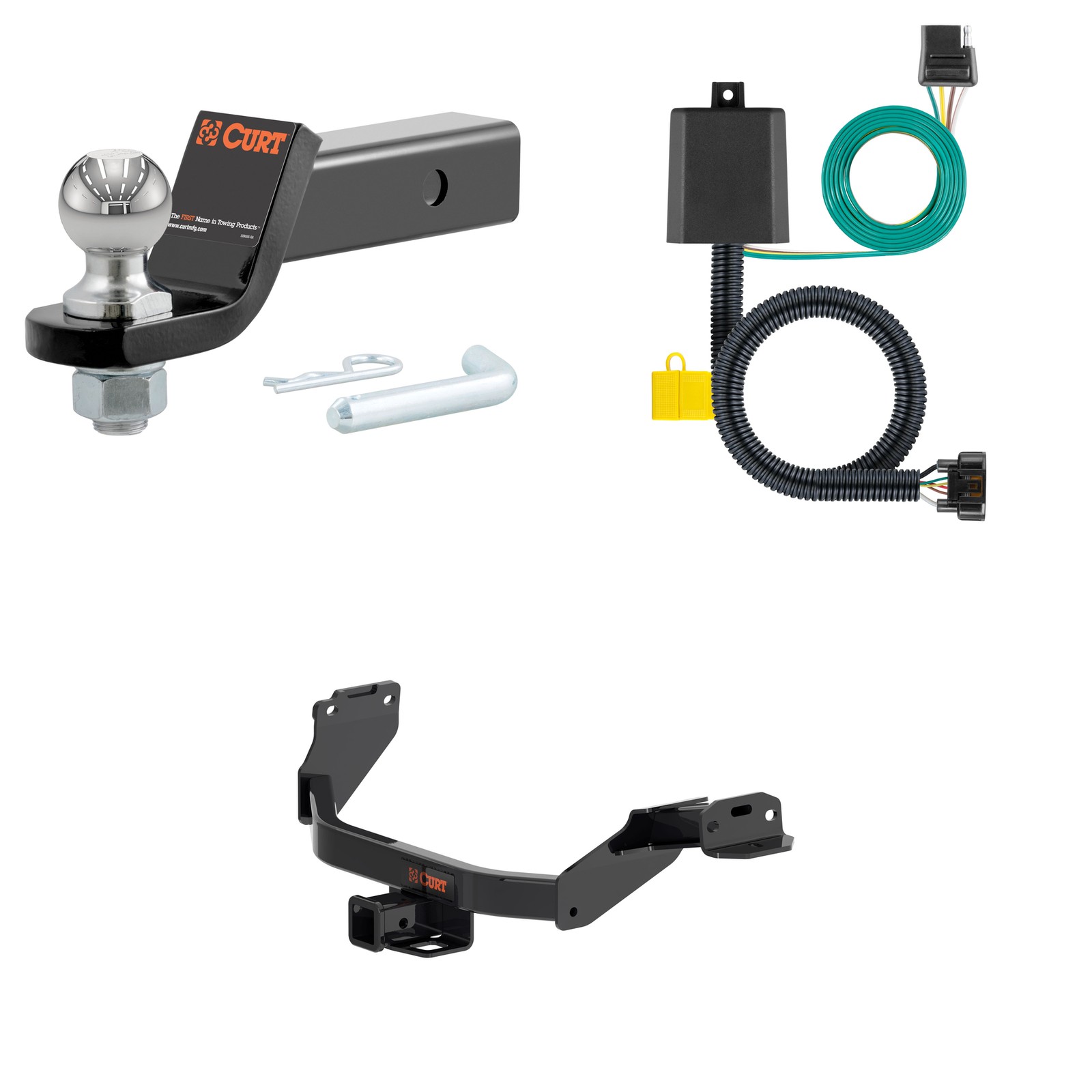 CURT Class 3 Towing Kit Trailer Hitch, Wiring, Ball Mount - 13609, 56420, 45836