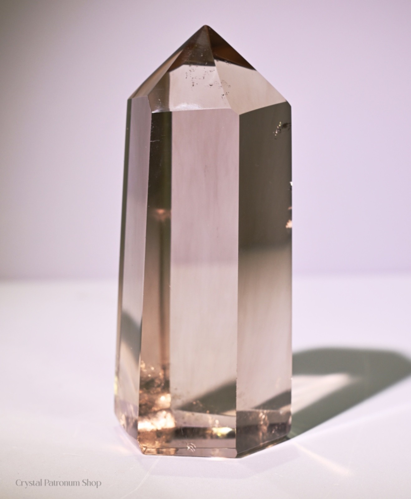 Natural Smoky Quartz Crystal Tower High Clarity Point w/ Acrylic Stand 250g