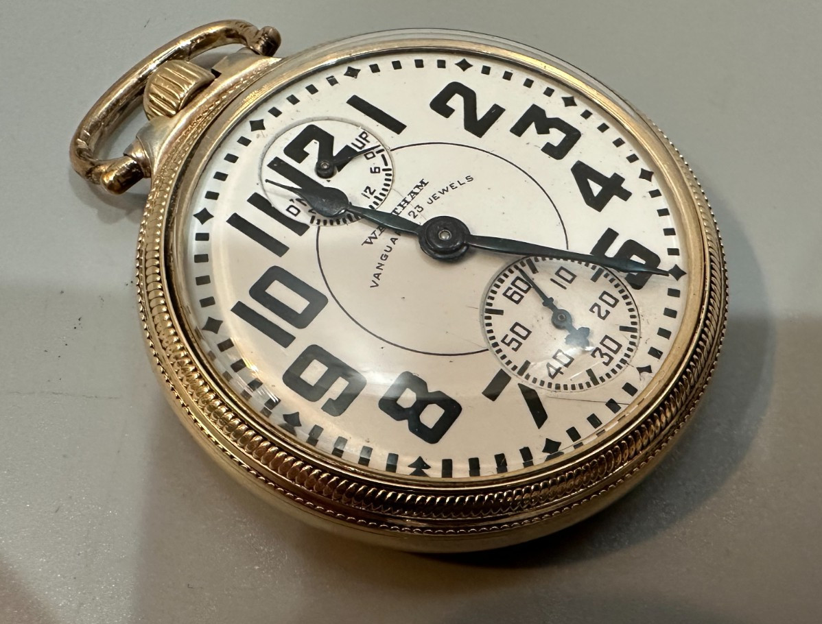 Waltham Vanguard Power indicator 23 j.  Gold filled s16 Pocket Watch, circa 1930