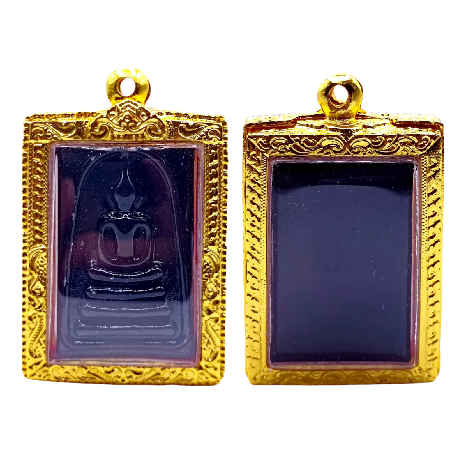 Phra Somdej Black Buddha Thai Amulet Wat Rakang Gold Micron Casing
