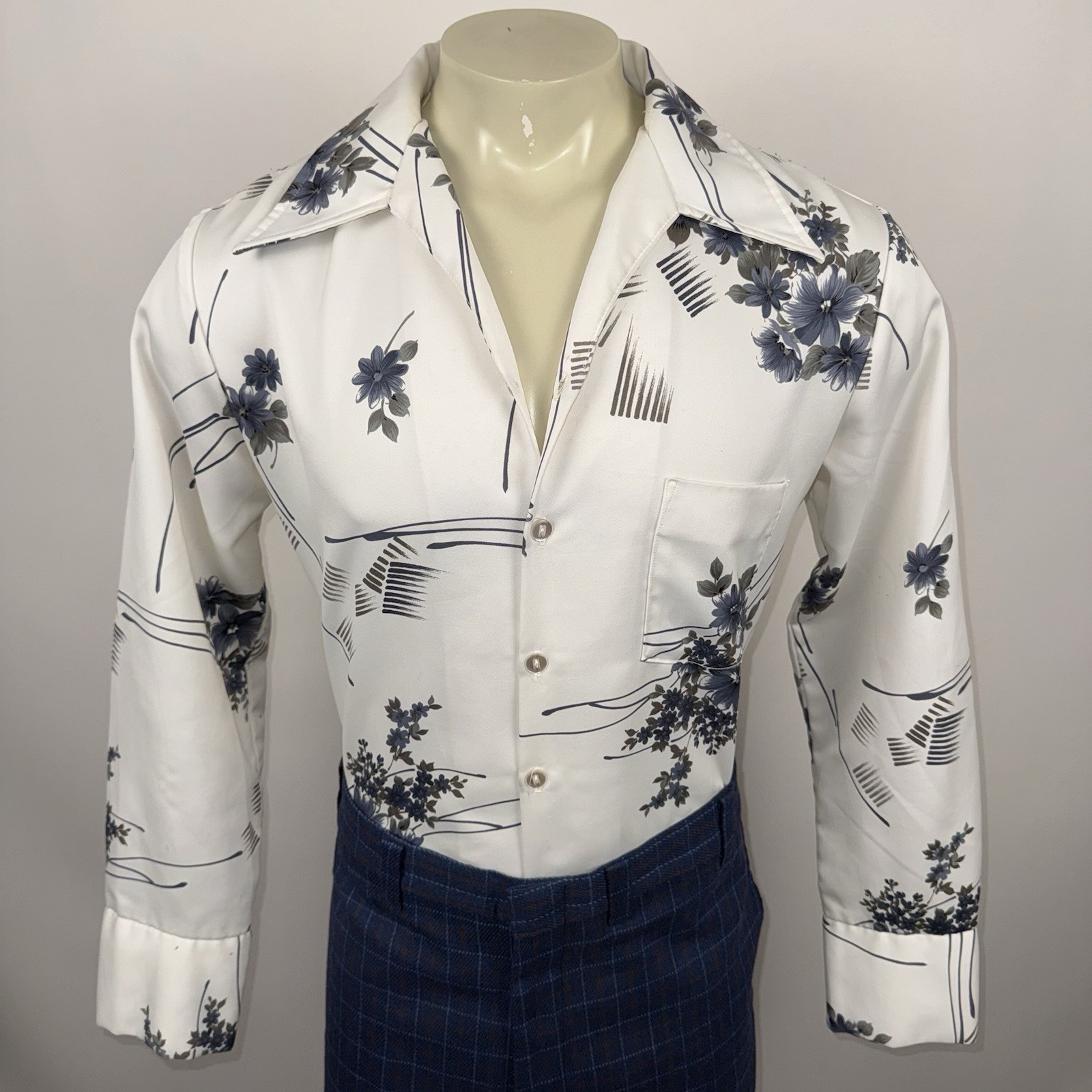Vtg 60s 70s Triumph Disco Shirt Mens Large Floral Hippy Nik California Polyester