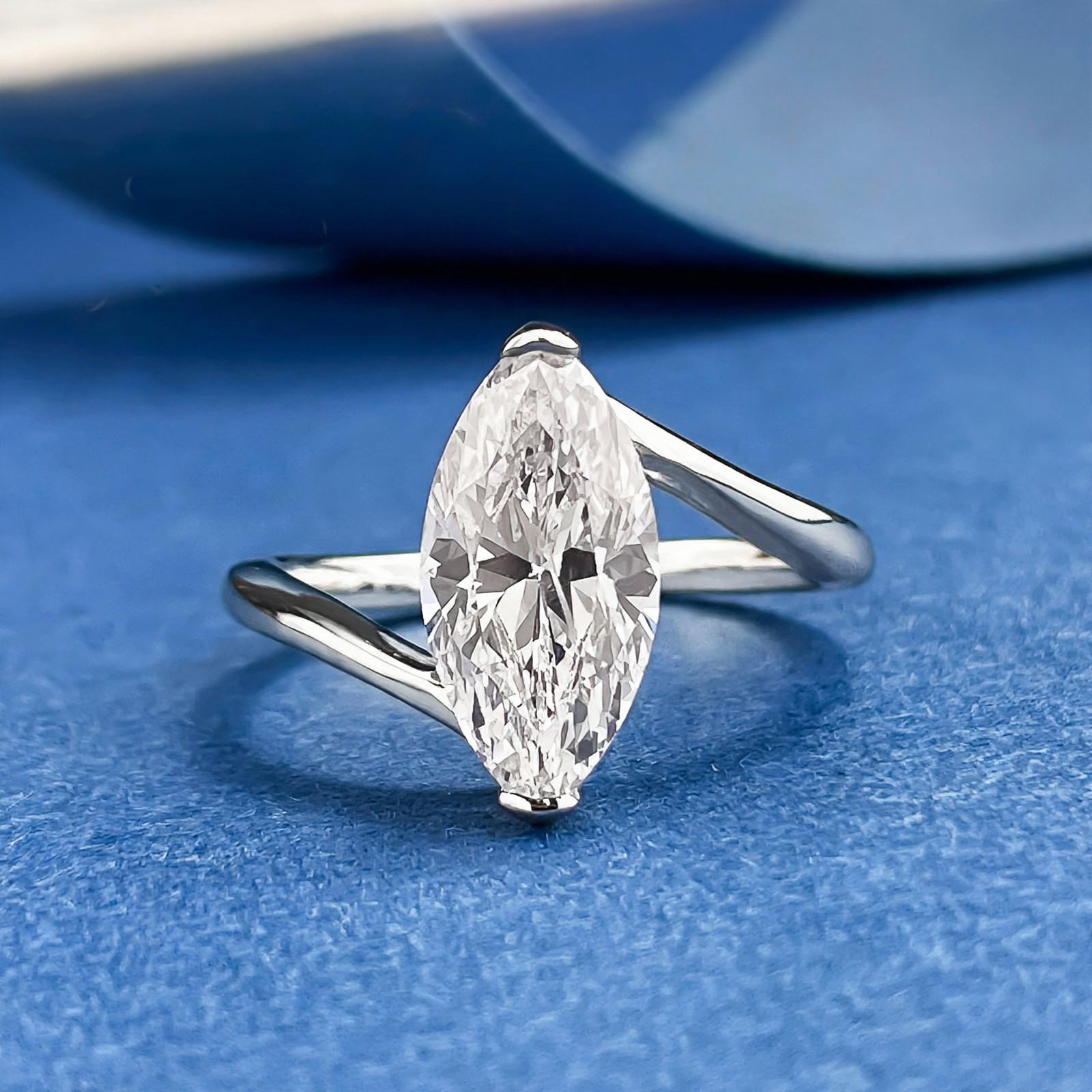 6x12mm Marquise Treated Diamond-Like Stone Ring S925 Silver