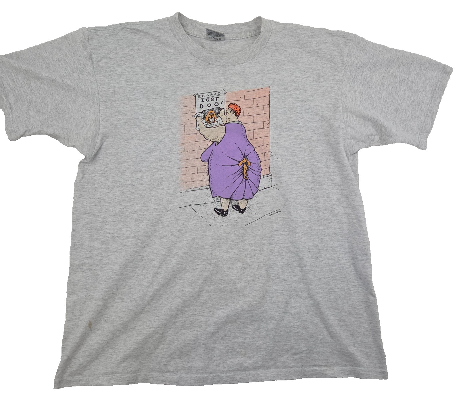 VTG 1993 Lost Dog T-Shirt Funny Comic Tee Gray Gildan XL VTG 1993 Lost Dog T-Shirt Funny Comic Tee Gray Gildan XL
