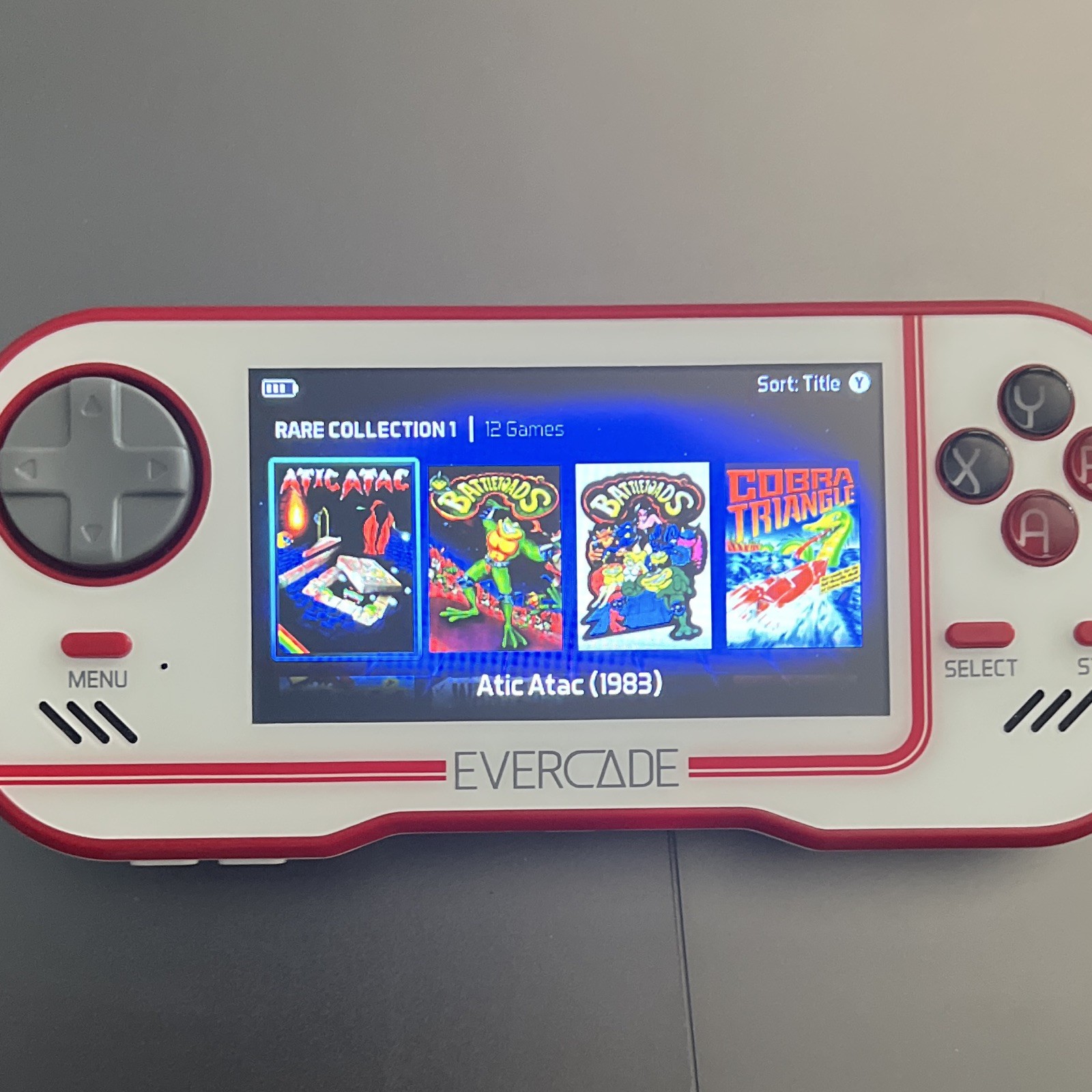 Evercade Handheld System Console, Evercade Platform, Micro USB, White/Red Evercade Handheld System Console, Evercade Platform, Micro USB, White/Red
