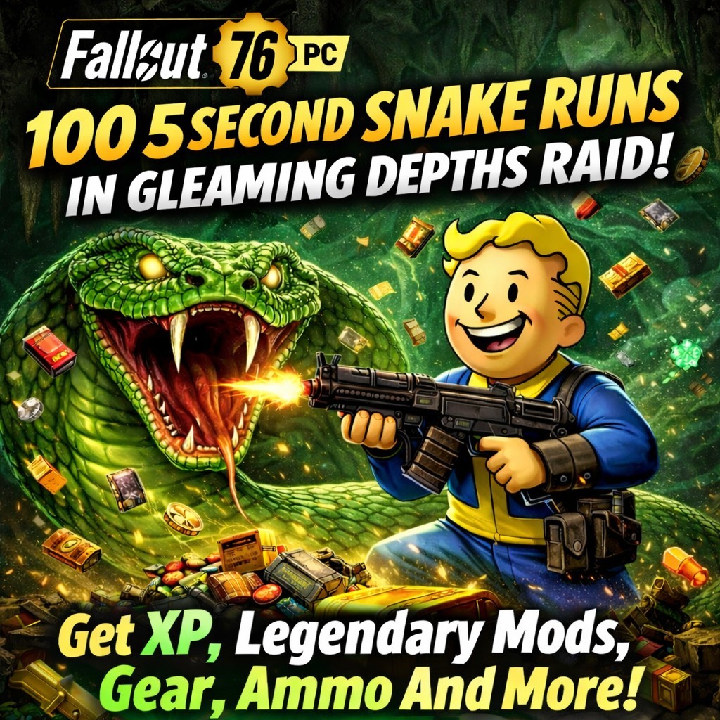 FALLOUT 76 PC 100 FAST SNAKE RUNS GLEAMING DEPTHS STAGE 5 FALLOUT 76 PC 100 FAST SNAKE RUNS GLEAMING DEPTHS STAGE 5