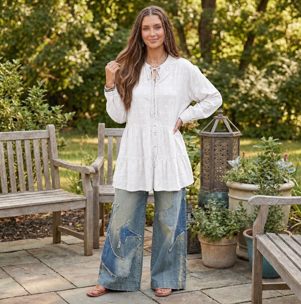 Jaded Gypsy Peace Be With You Embroidered Tunic Top Boho Lagenlook Size S/M