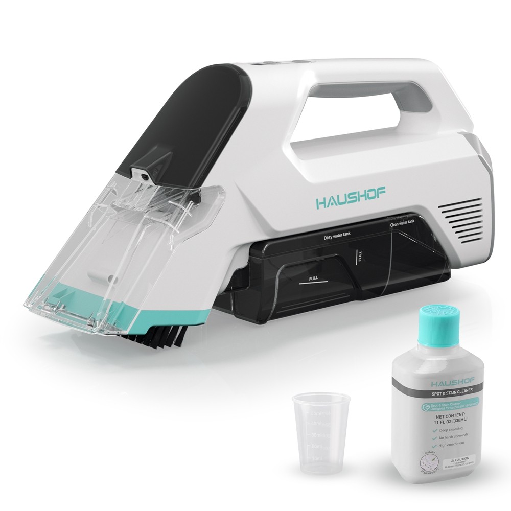 HAUSHOF 12V Cordless Portable Carpet Cleaner 6.5KPa Spot Cleaner w/2 Water Tanks HAUSHOF 12V Cordless Portable Carpet Cleaner 6.5KPa Spot Cleaner w/2 Water Tanks