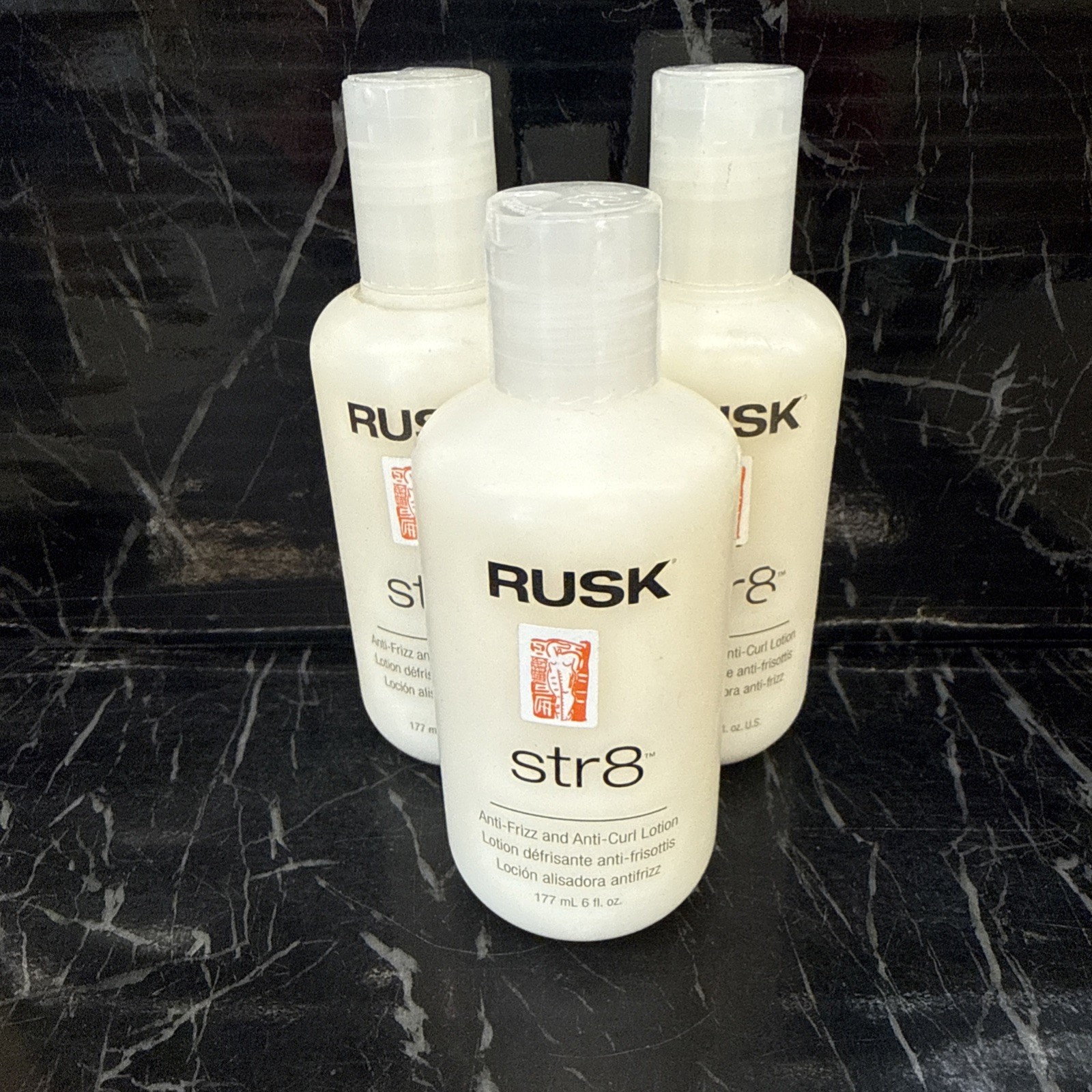 3 X RUSK STR8 ANTI-FRIZZ & ANTI-CURL LOTION 6 OZ