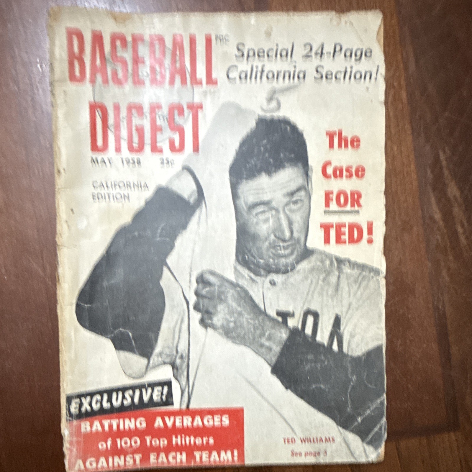 Baseball Digest Magazine May 1958 California Edition Ted Williams Boston Red Sox Baseball Digest Magazine May 1958 California Edition Ted Williams Boston Red Sox