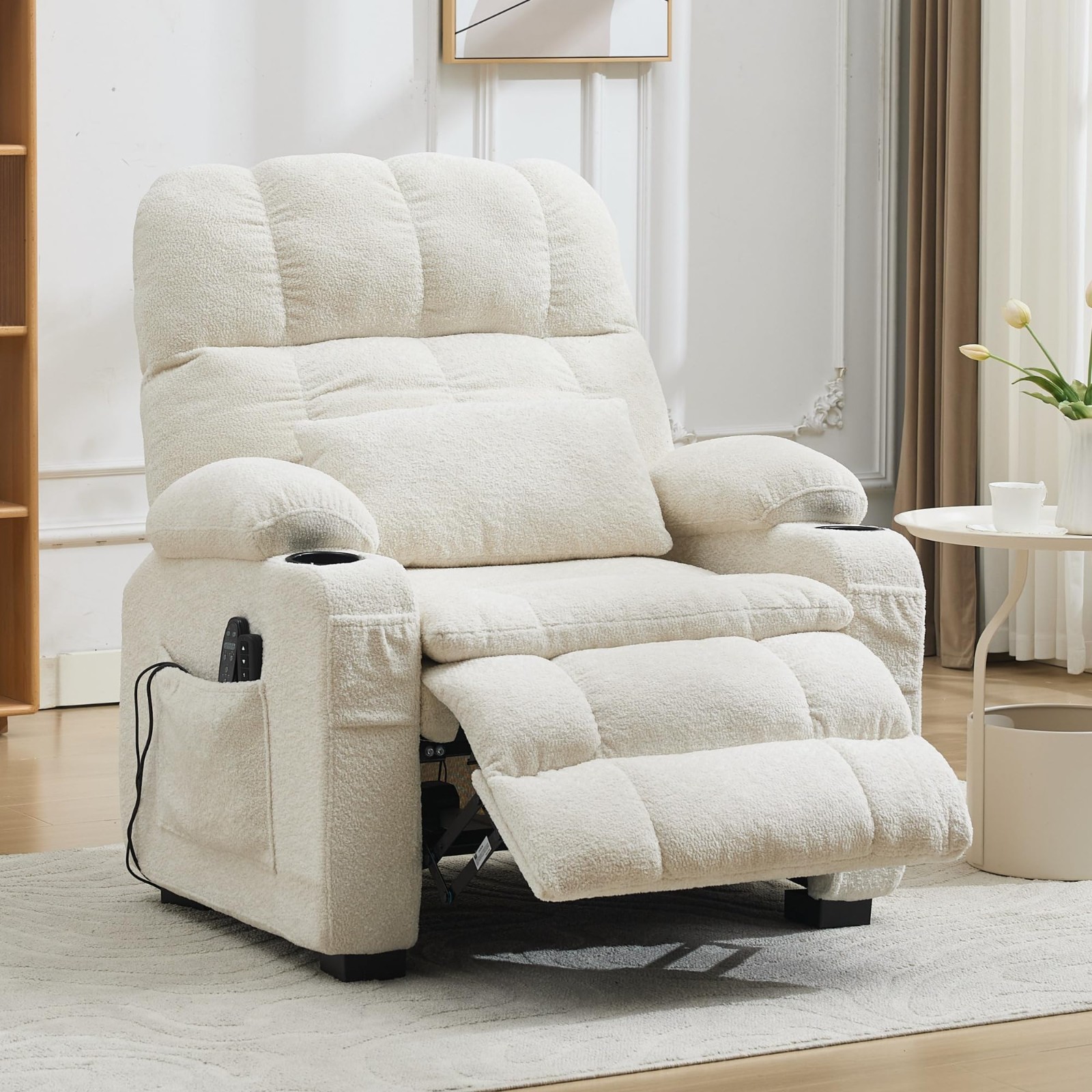 Power Recliner Chair Oversized Heat Massage Electric Reclining Chair for Home