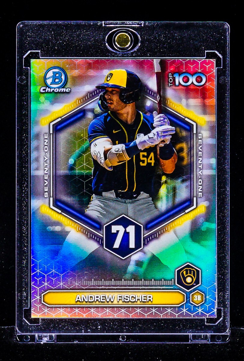 Andrew Fischer RARE RAINBOW REFRACTOR TOP 100 ROOKIE CARD BREWERS PROSPECT RC