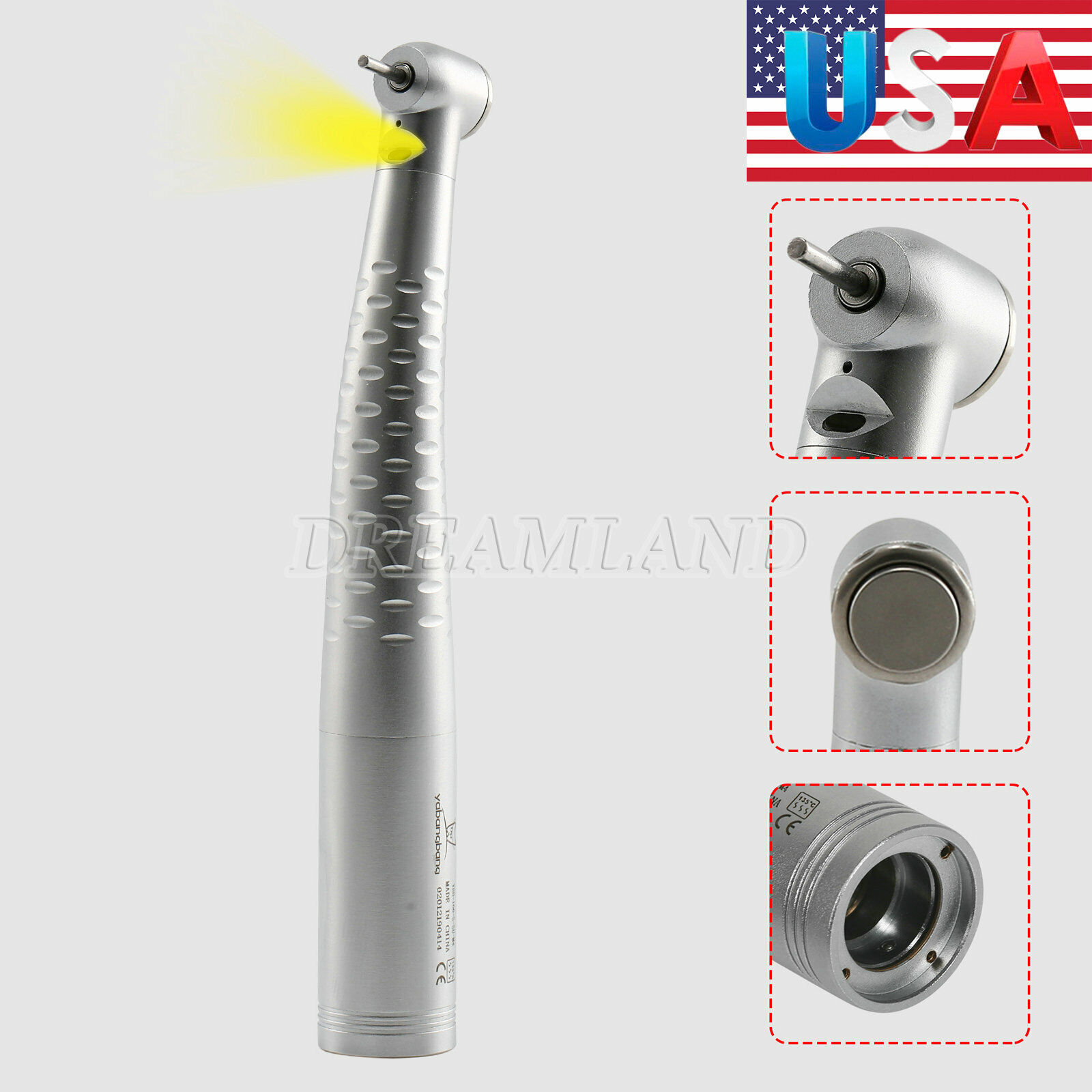 dental 6 hole high speed push button LED quick connect handpiece fiber optic yb6