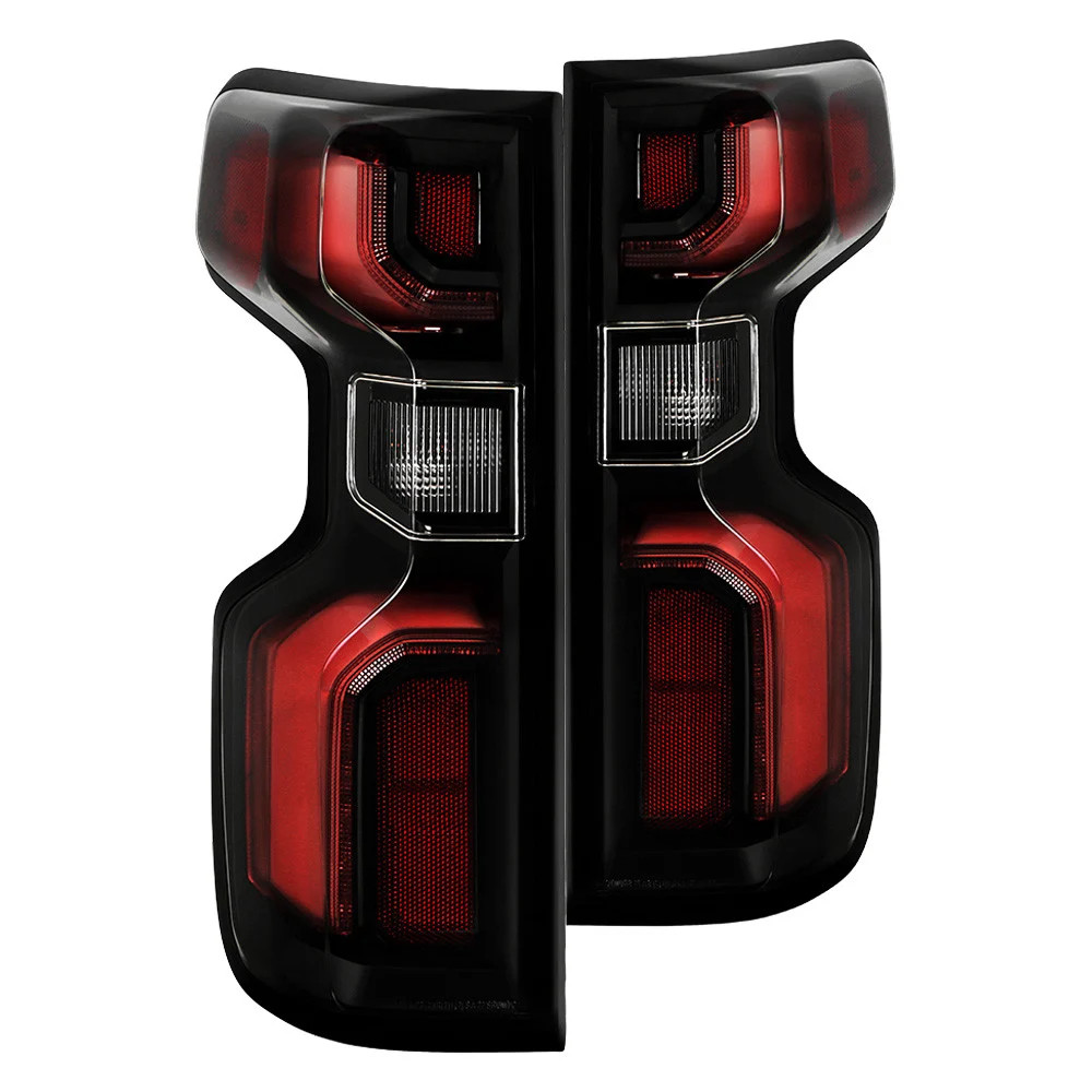 For Chevy Silverado 1500 19-24 Driver & Passenger Side Black/Red LED Tail Lights