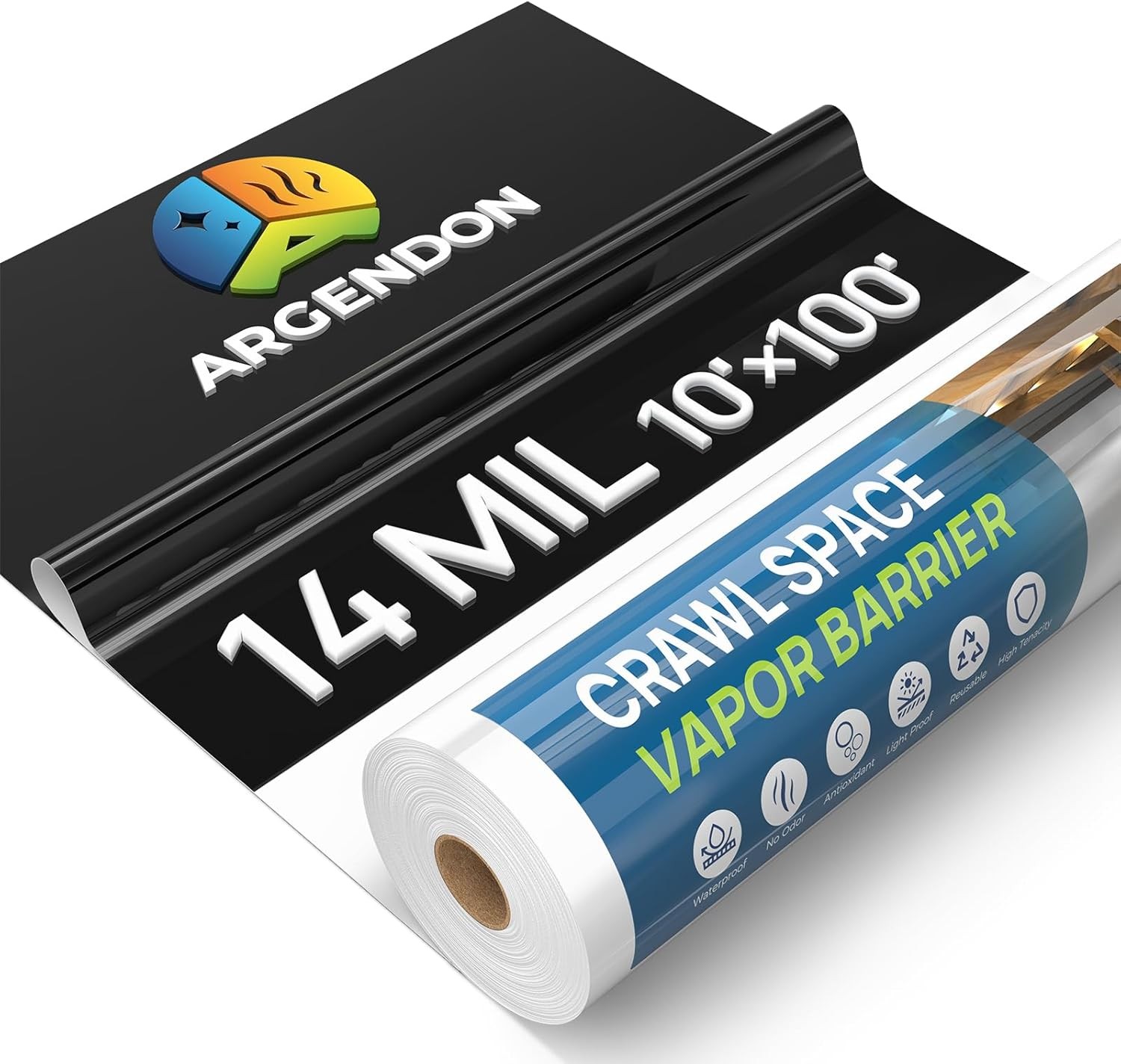 Argendon 14mil 10\'x100\' Crawl Space Vapor Barrier 1000 sq.ft Plastic Sheeting