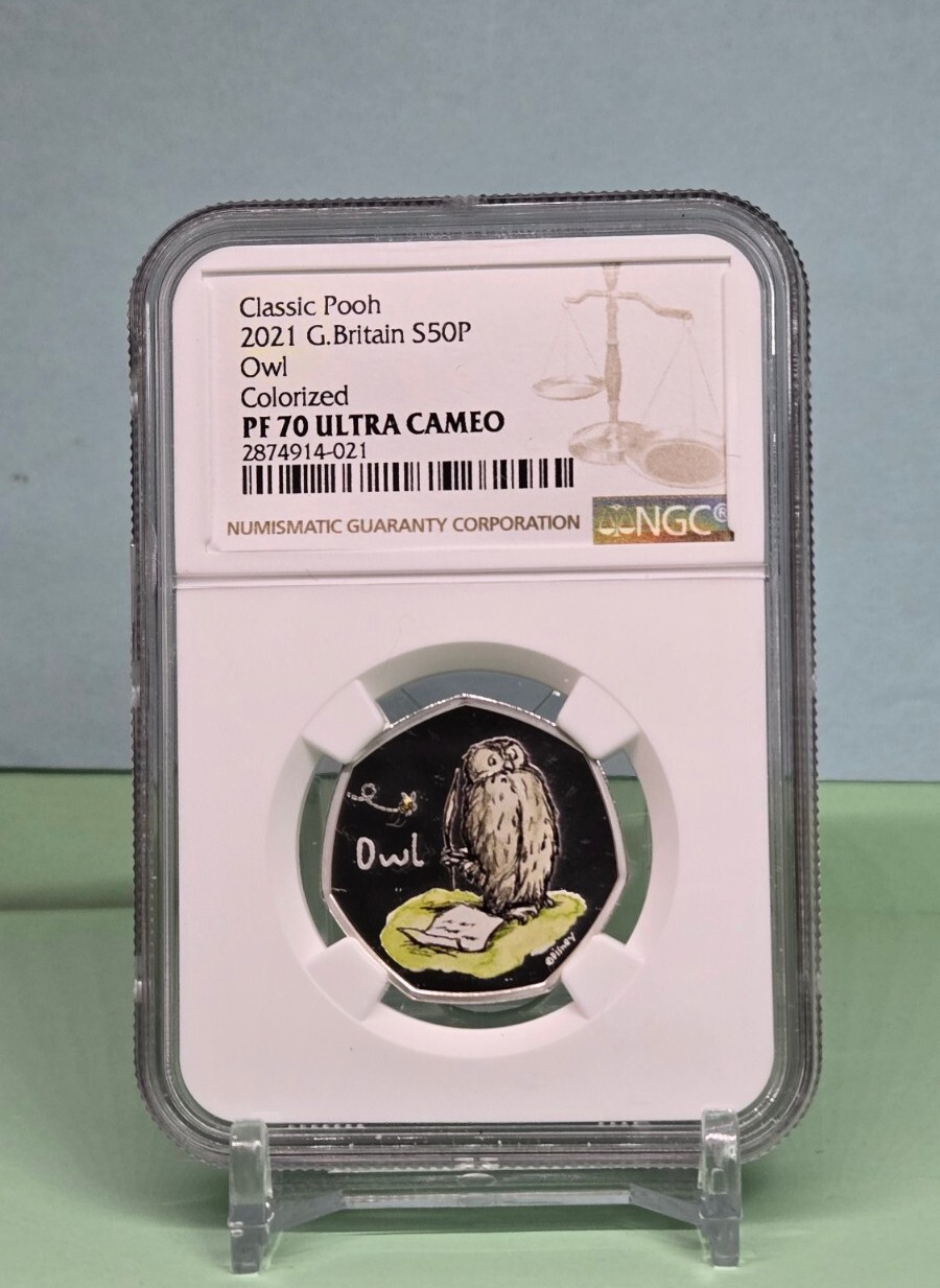 2021 GREAT BRITAIN 50p DISNEY\'S CLASSIC POOH - OWL - NGC PF70 UC COIN not niue