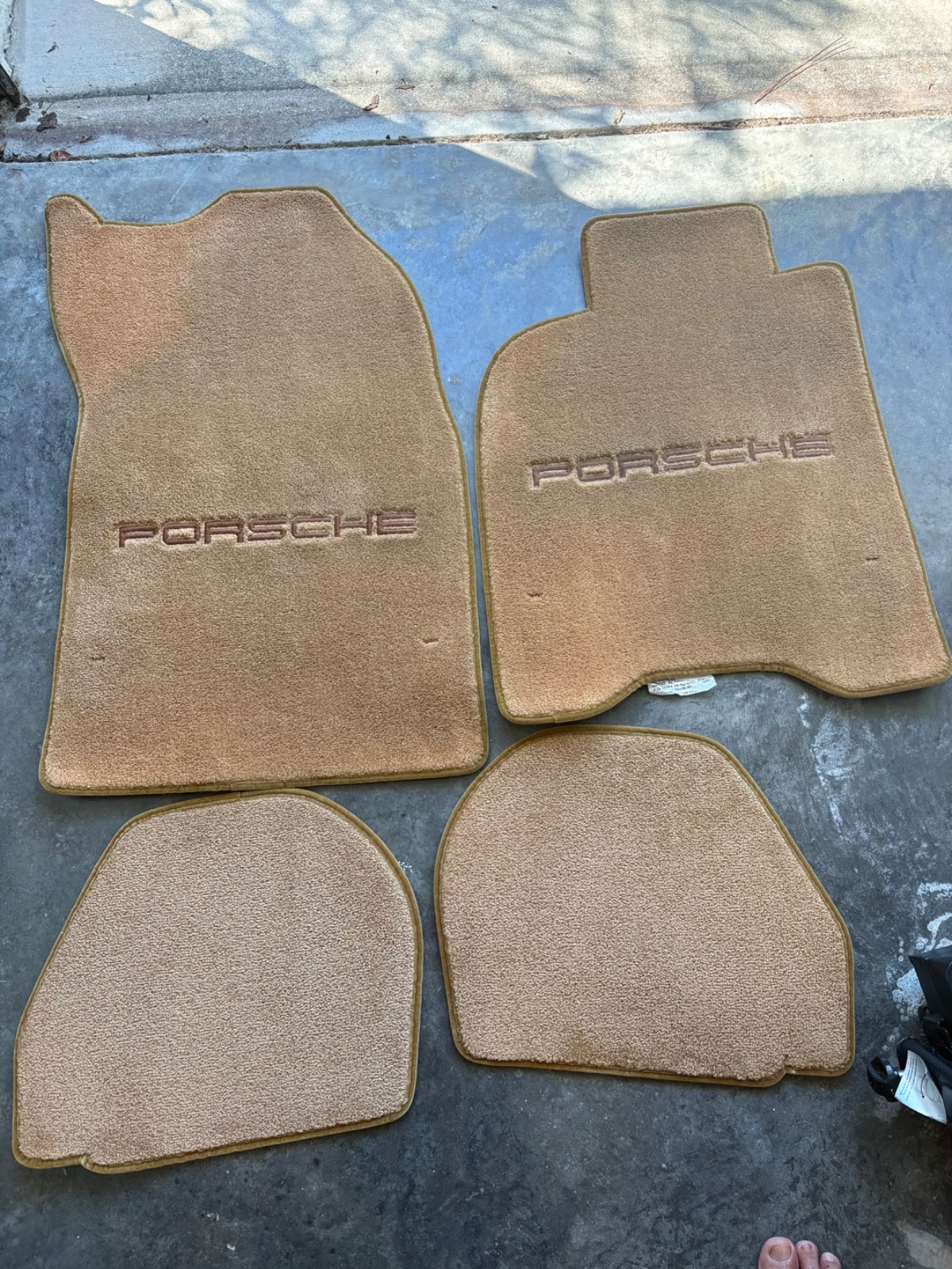 Set of Porsche 911 (993) Front Rear Tan Floor Mats With Logo 1995-1998 Made USA Set of Porsche 911 (993) Front Rear Tan Floor Mats With Logo 1995-1998 Made USA