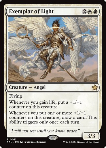Exemplar of Light NM RARE MTG Foundations [FDN] White Flying Angel Draw Regular