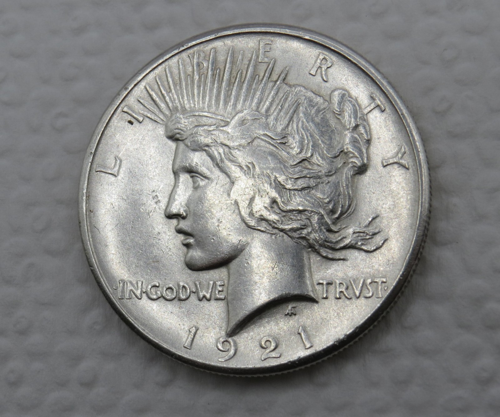 1921 P Peace Dollar - AU Details - Lightly Cleaned - KEY DATE 90% Silver Coin