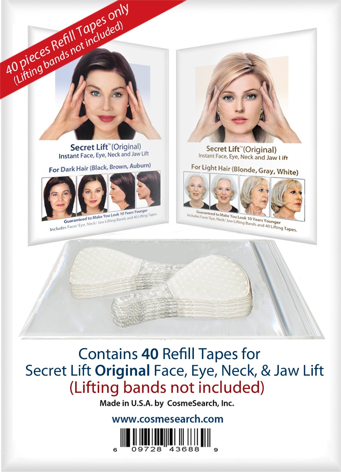 Instant Face Lift and Neck Lift Secret Lift Tapes Refill 40 Piece Set Facelift