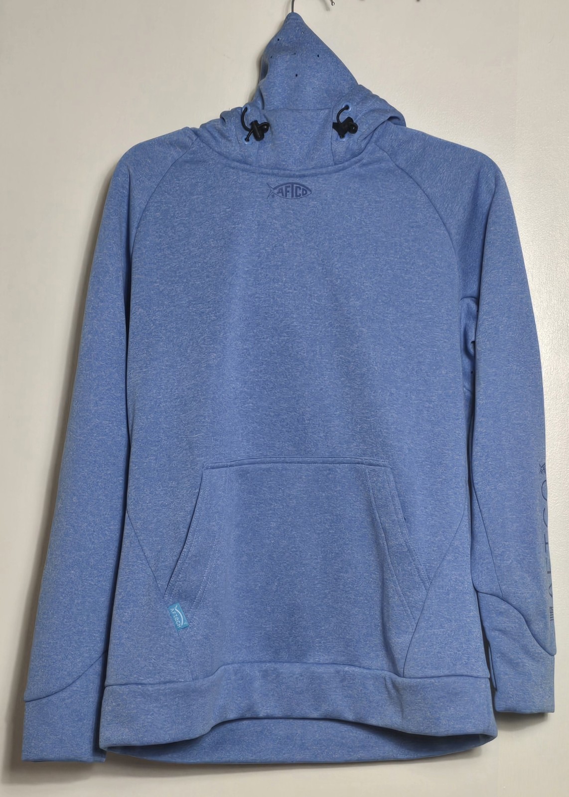 AFTCO Coastal Layer Blue Pullover Hoodie Performance Fishing Gaiter Neck Men\'s M