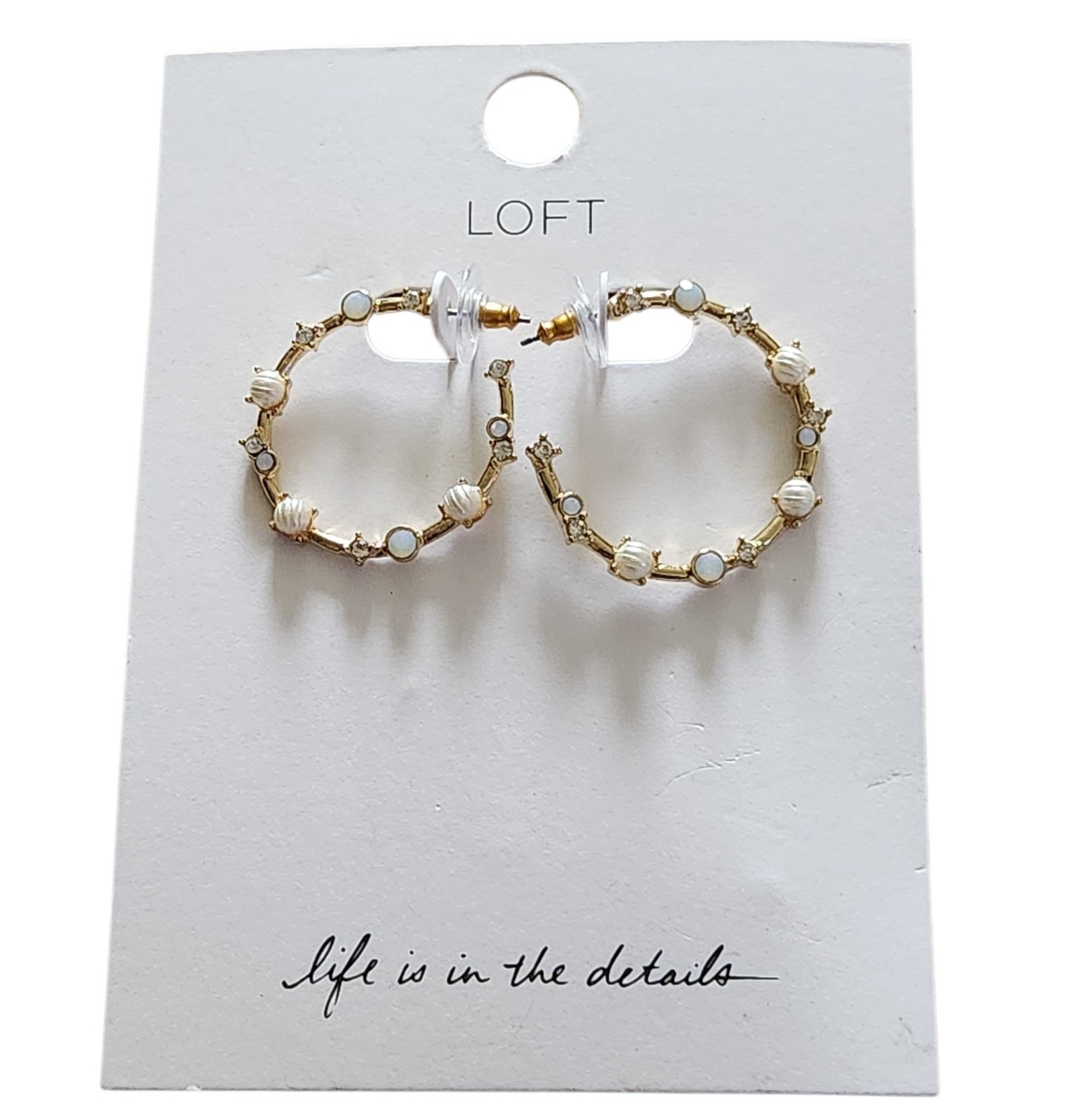 NWT Ann Taylor LOFT Gold Hoops With Crystals Post Earrings $32.95 NWT Ann Taylor LOFT Gold Hoops With Crystals Post Earrings $32.95