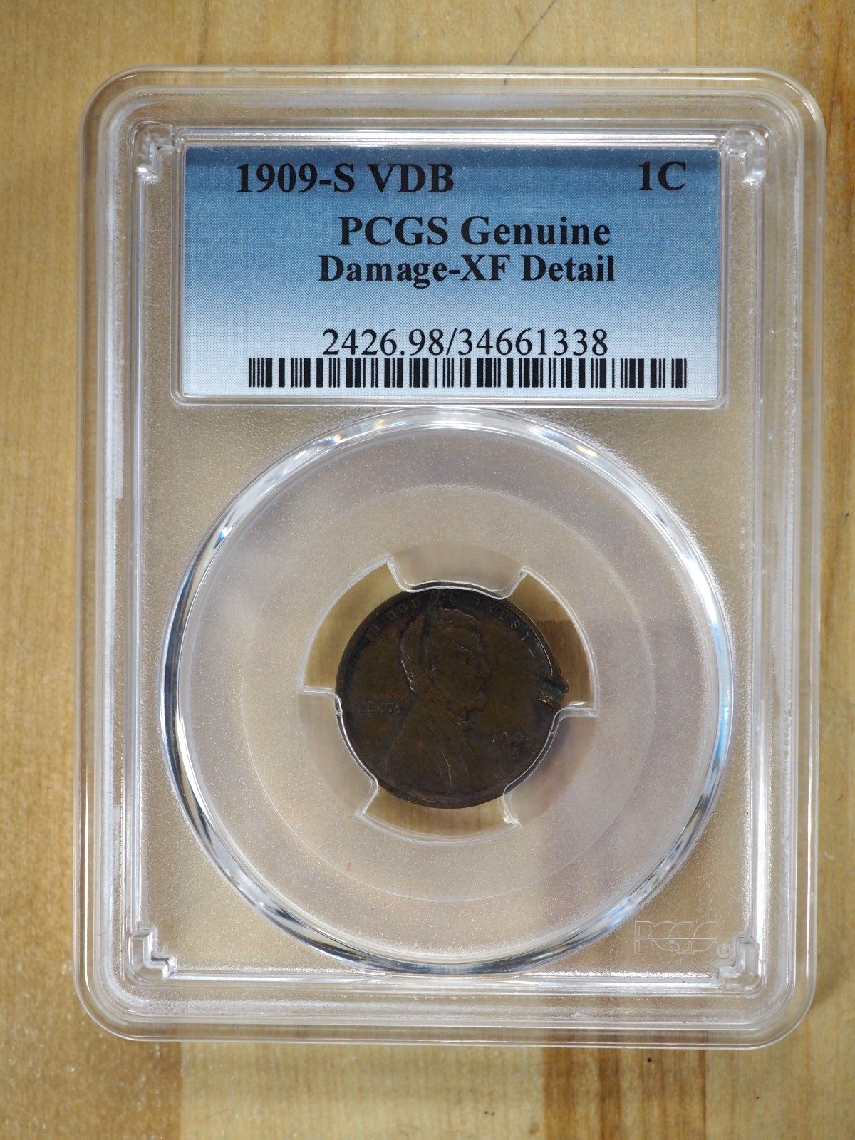 1909-S VDB Lincoln Wheat 1c Cent PCGS Genuine - Damage XF Detail - 1909-S VDB Lincoln Wheat 1c Cent PCGS Genuine - Damage XF Detail -