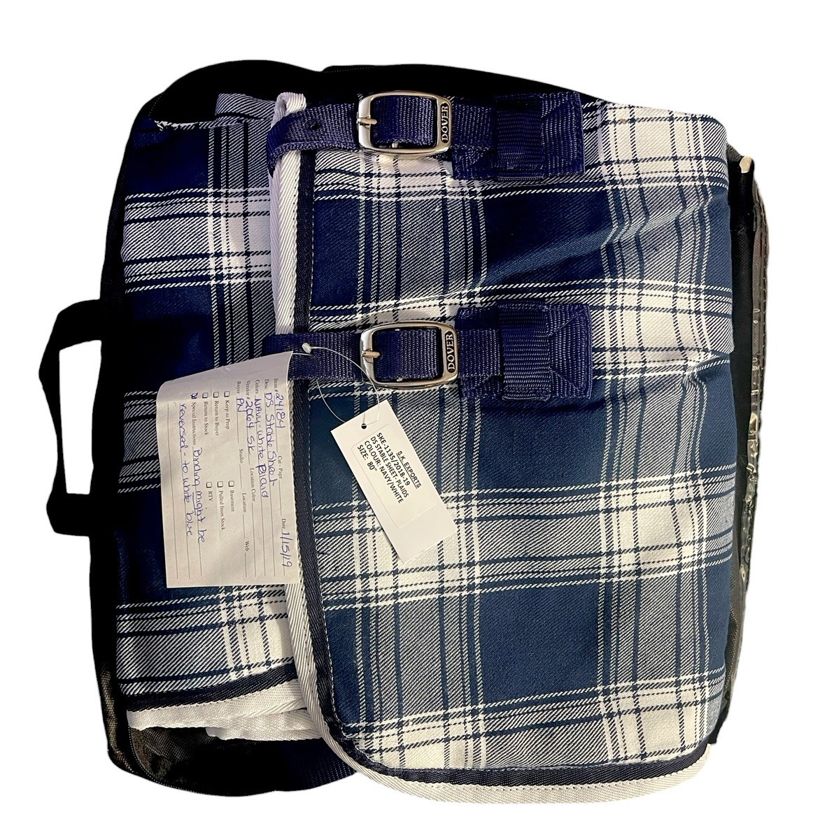 NWT | Dover Saddlery |Plaid Stable Sheet Sheet | 80” Lightweight| Navy Blue Whit NWT | Dover Saddlery |Plaid Stable Sheet Sheet | 80” Lightweight| Navy Blue Whit