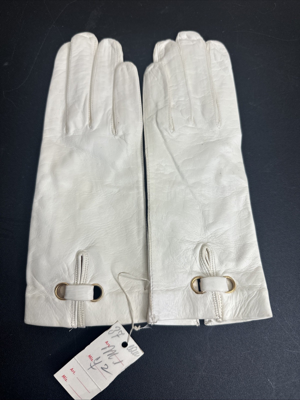 NWT Vintage Italian Leather Gloves Amedeo Perrone White Dress Gloves Size S/M