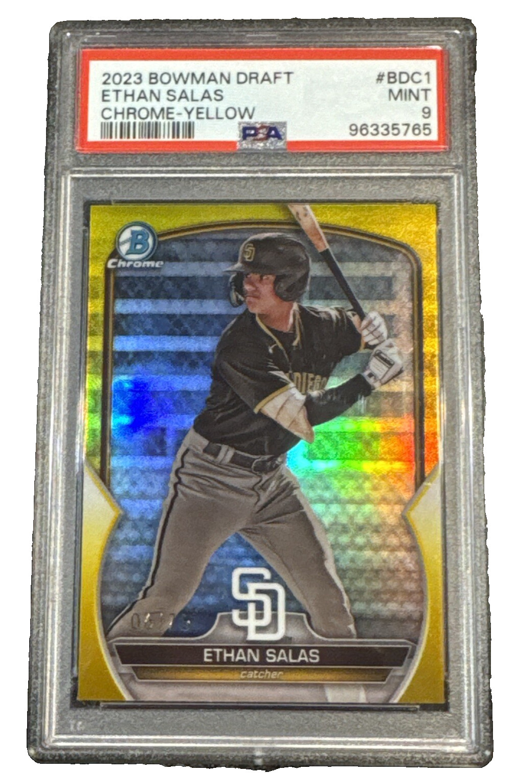 2023 Bowman Draft - Chrome Ethan Salas #BDC-1 Yellow Refractor /75 (RC)
