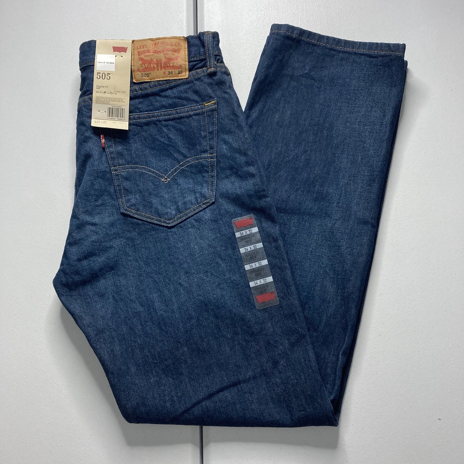 NWT Vintage 2013 Levis 505 Mens Regular Fit Straight Western Jeans Size 34x32