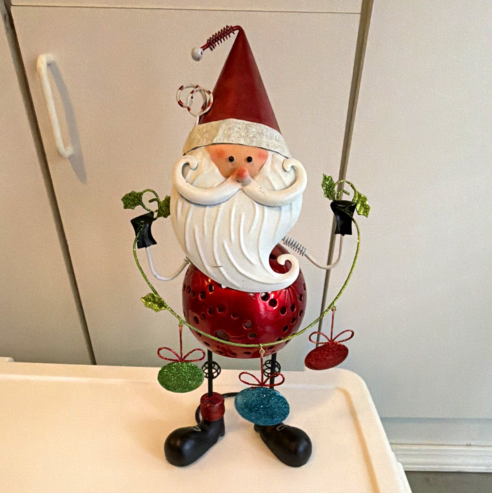 Vintage Pier 1 Metal Santa Candle Holder Vintage Pier 1 Metal Santa Candle Holder