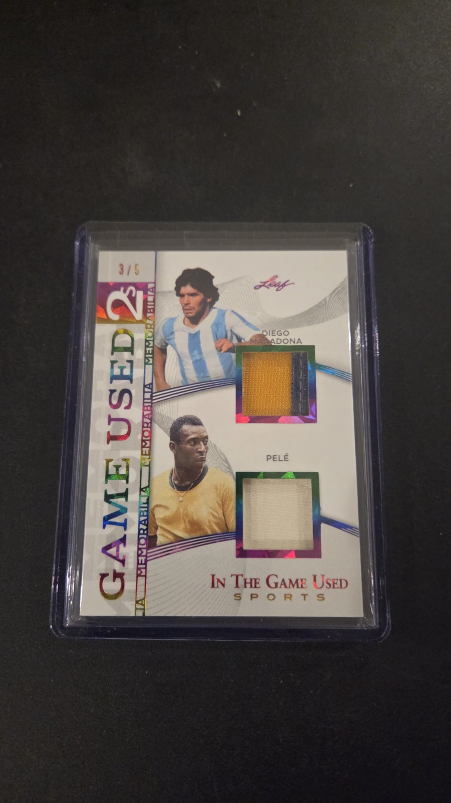 2025 Leaf In The Game Used Diego Maradona & Pele Dual Jersey Patch #3/5 