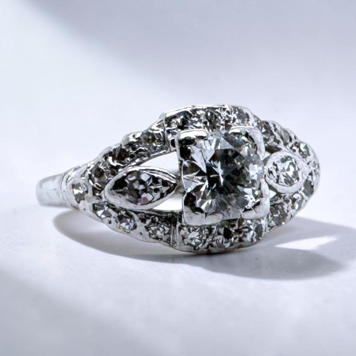 Vintage 0.78 Carat Platinum Diamond Engagement Ring