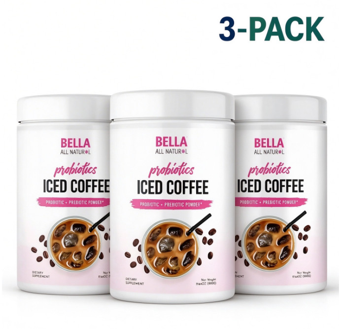 3pc Bella All Natural Probiotics Iced Coffee Prebiotic Instant Powder 500g 3pc Bella All Natural Probiotics Iced Coffee Prebiotic Instant Powder 500g