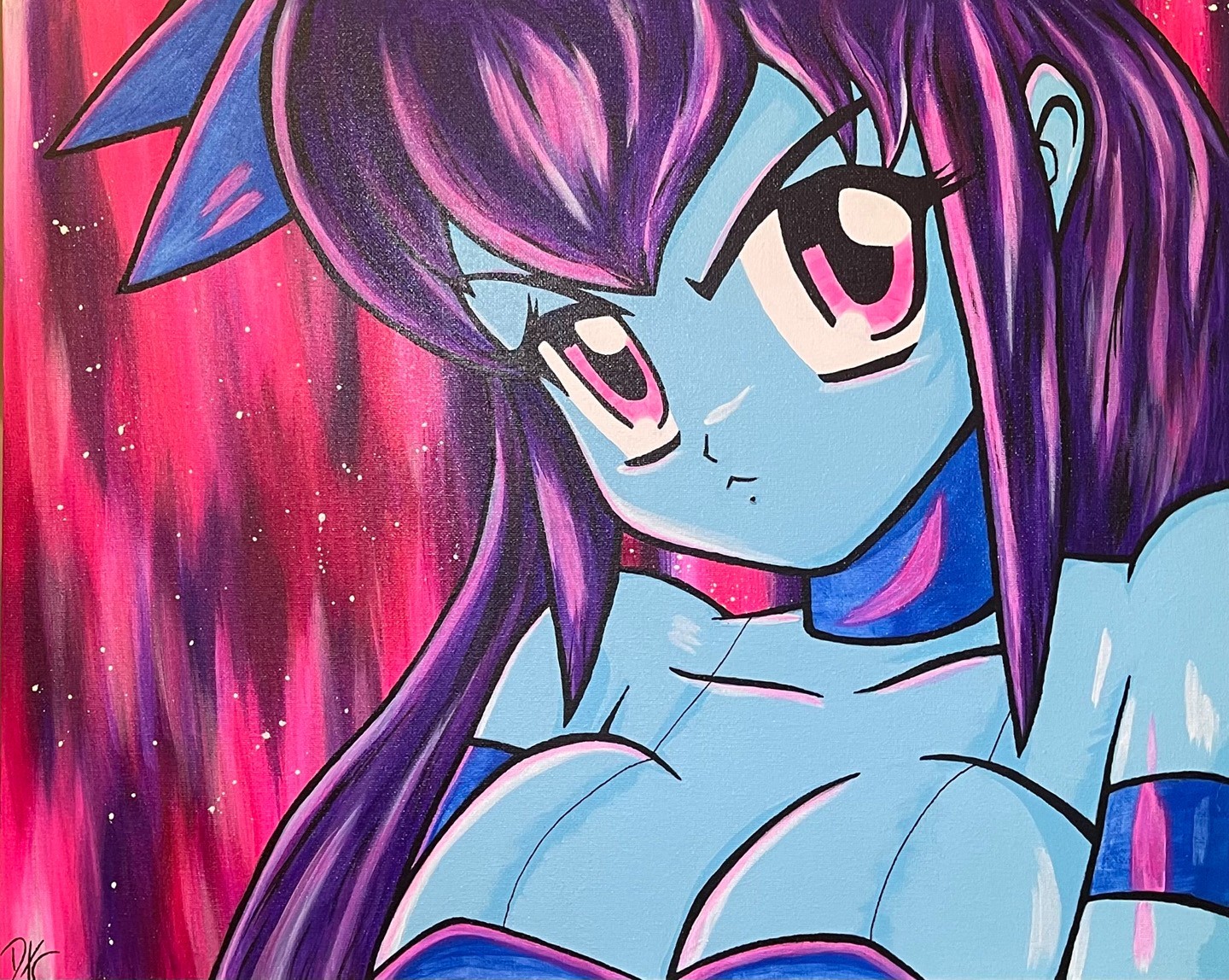 GTA Princess Robot Bubblegum Acrylic Painting 20x16