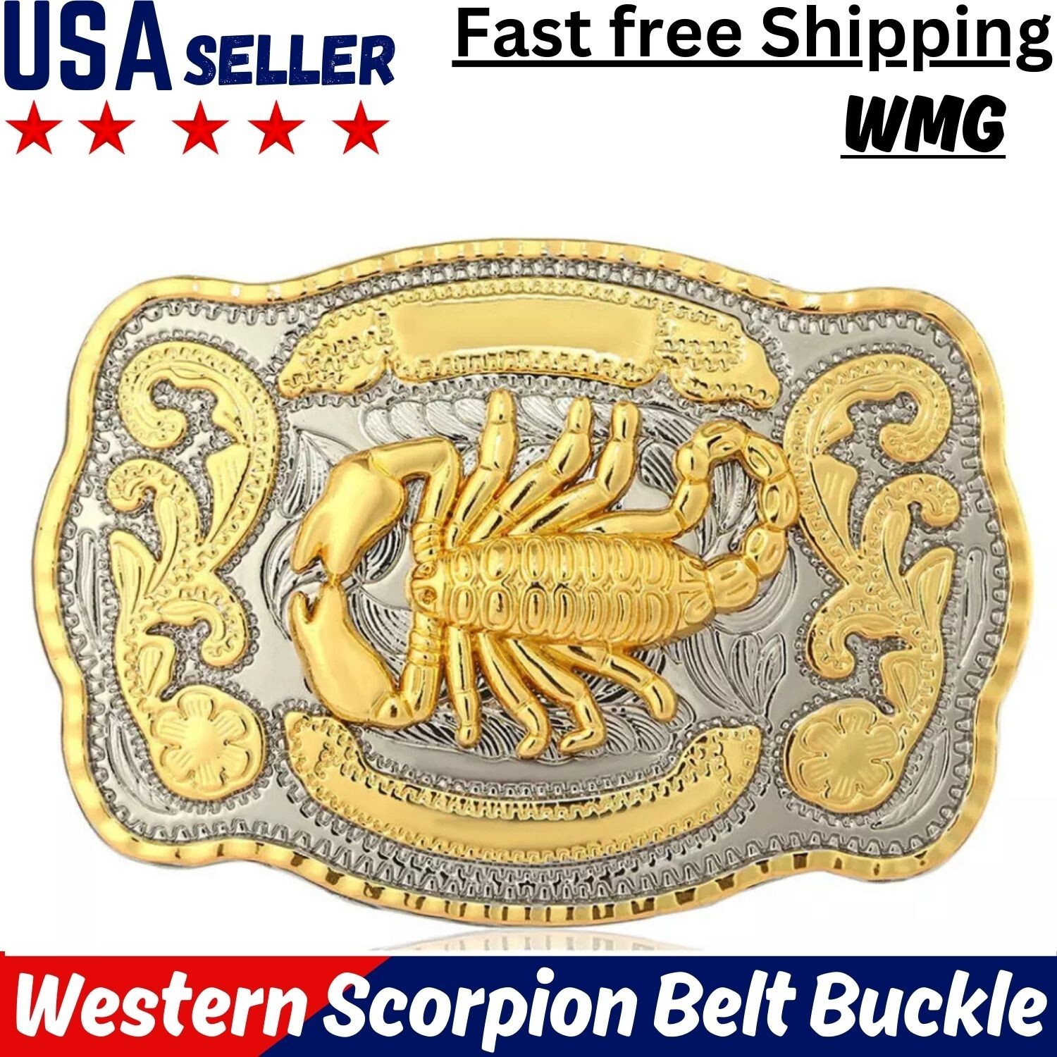 Western Scorpion Cowboy Cowgirl Rodeo Scorpio Unisex Large Gold Tone Belt Buckle