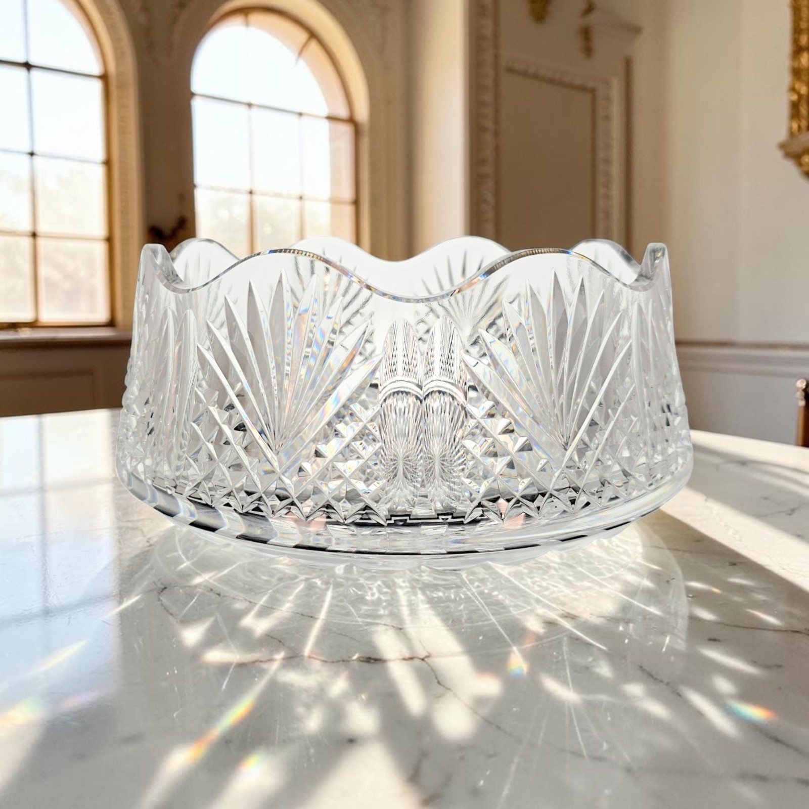 VTG Waterford Master Cutter Heavy Crystal Centerpiece Bowl Signed Ireland 10.25