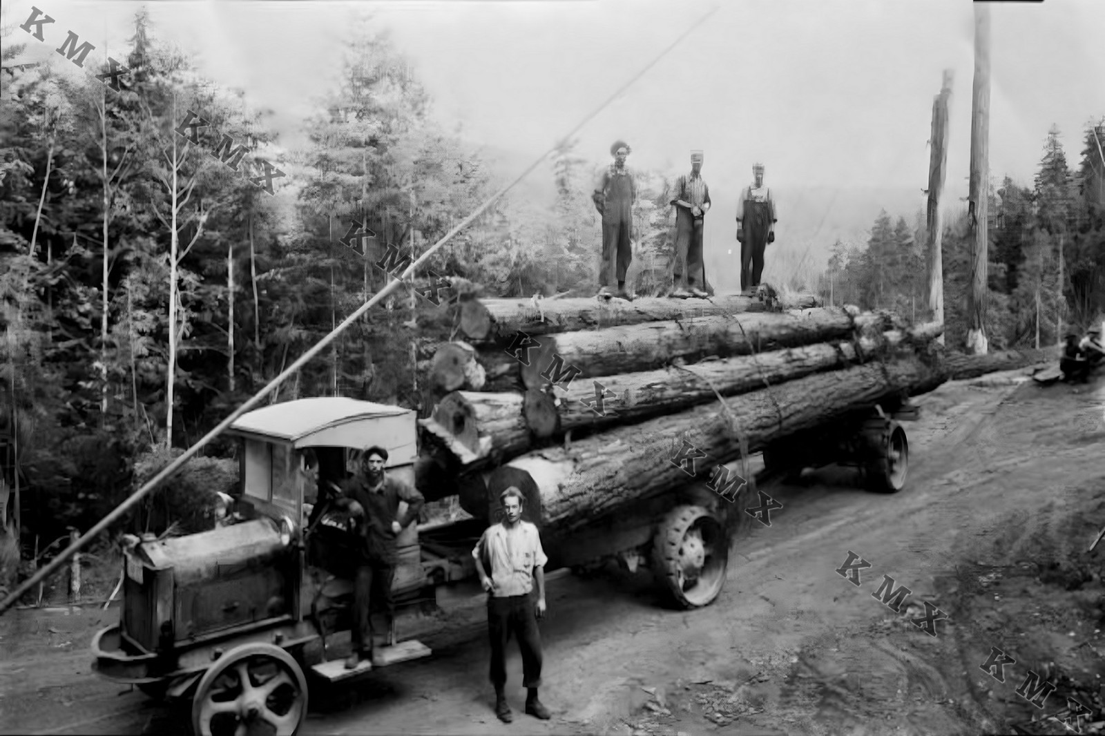 1920's Old Log Truck 4x6 photo 1920's Old Log Truck 4x6 photo