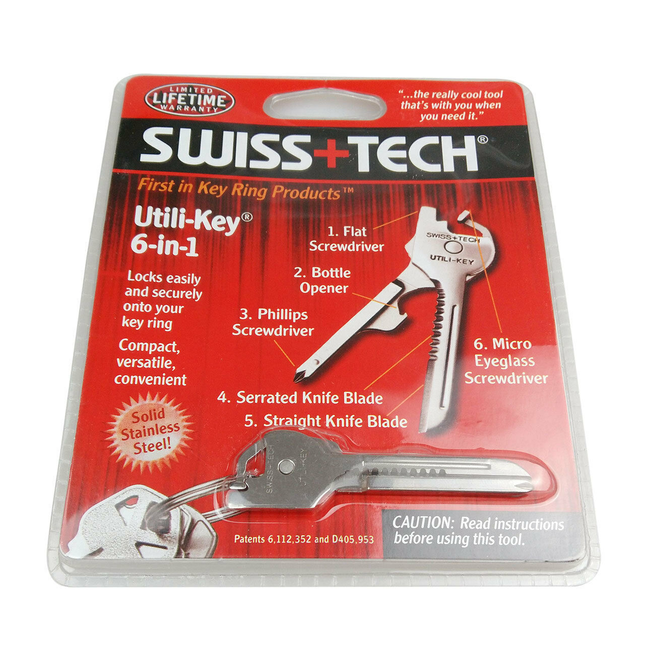 Swiss+Tech 6 In 1 Utili-Key Tool Keychain Keyring Multi-Function -L Swiss+Tech 6 In 1 Utili-Key Tool Keychain Keyring Multi-Function -L