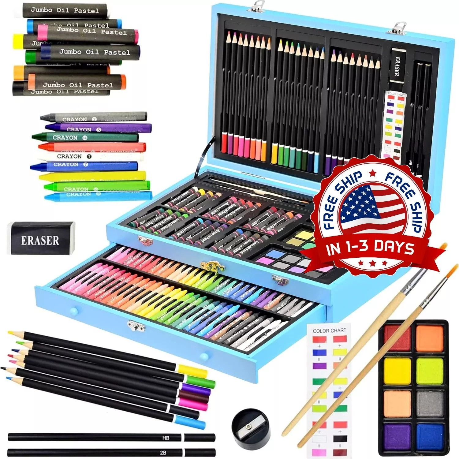 Kit De Lapices De Colores Para Dibujar Y Dibujar 145 Piezas Suministros De Arte. Kit De Lapices De Colores Para Dibujar Y Dibujar 145 Piezas Suministros De Arte.