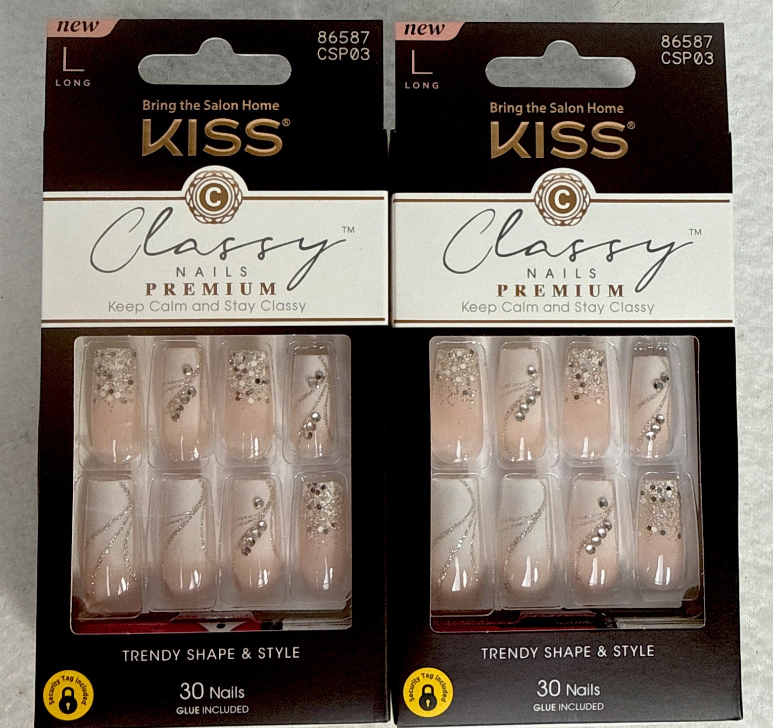 Kiss Classy Premium Long Nails Csp03 Design - Set Of 2