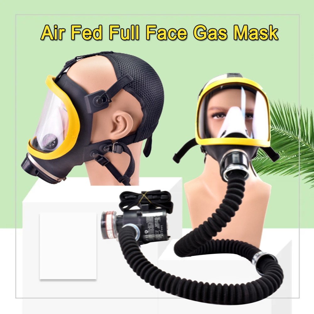 1x Electric Full Face Gas Mask Constant Flow Respirator Supplied Air Fed System