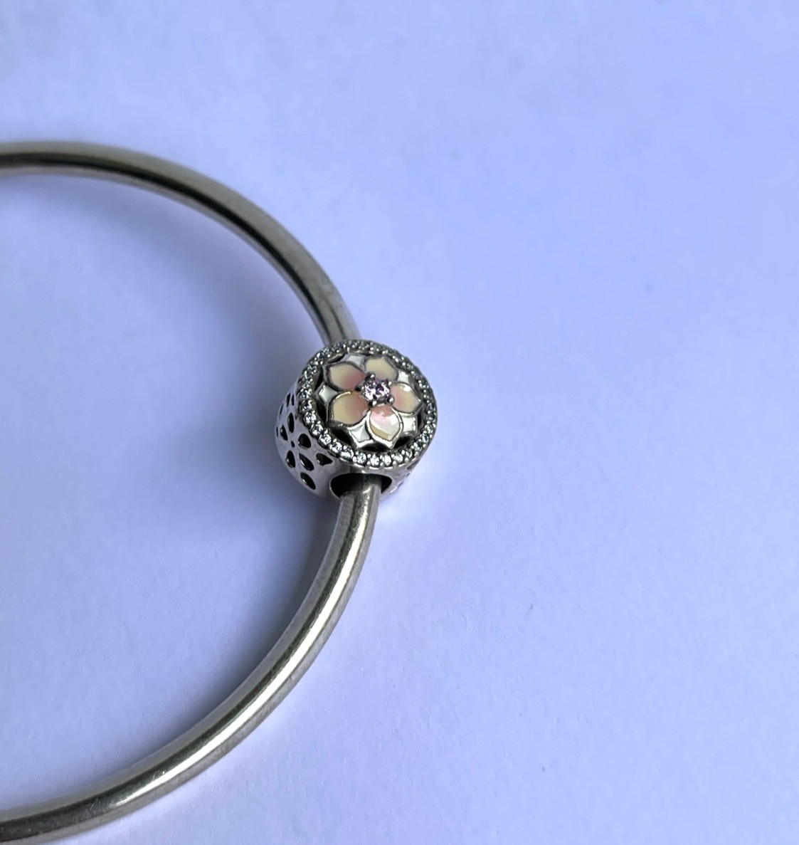 Authentic Pandora Sterling Silver Magnolia Bloom Charm -792085PCZ Authentic Pandora Sterling Silver Magnolia Bloom Charm -792085PCZ