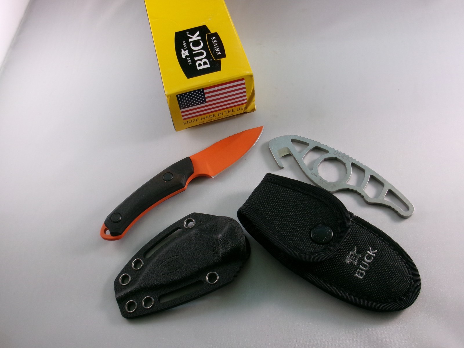 Buck Alpha Backcountry Scout & Guthook Combo BU14606 USA Rare Orange Blade NIB