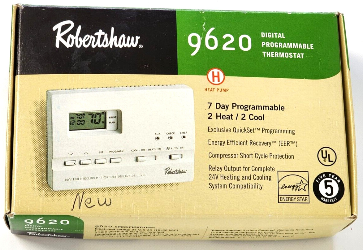 Robertshaw 9620 Digital Programmable Thermostat 7 Day Programmable - New in Box