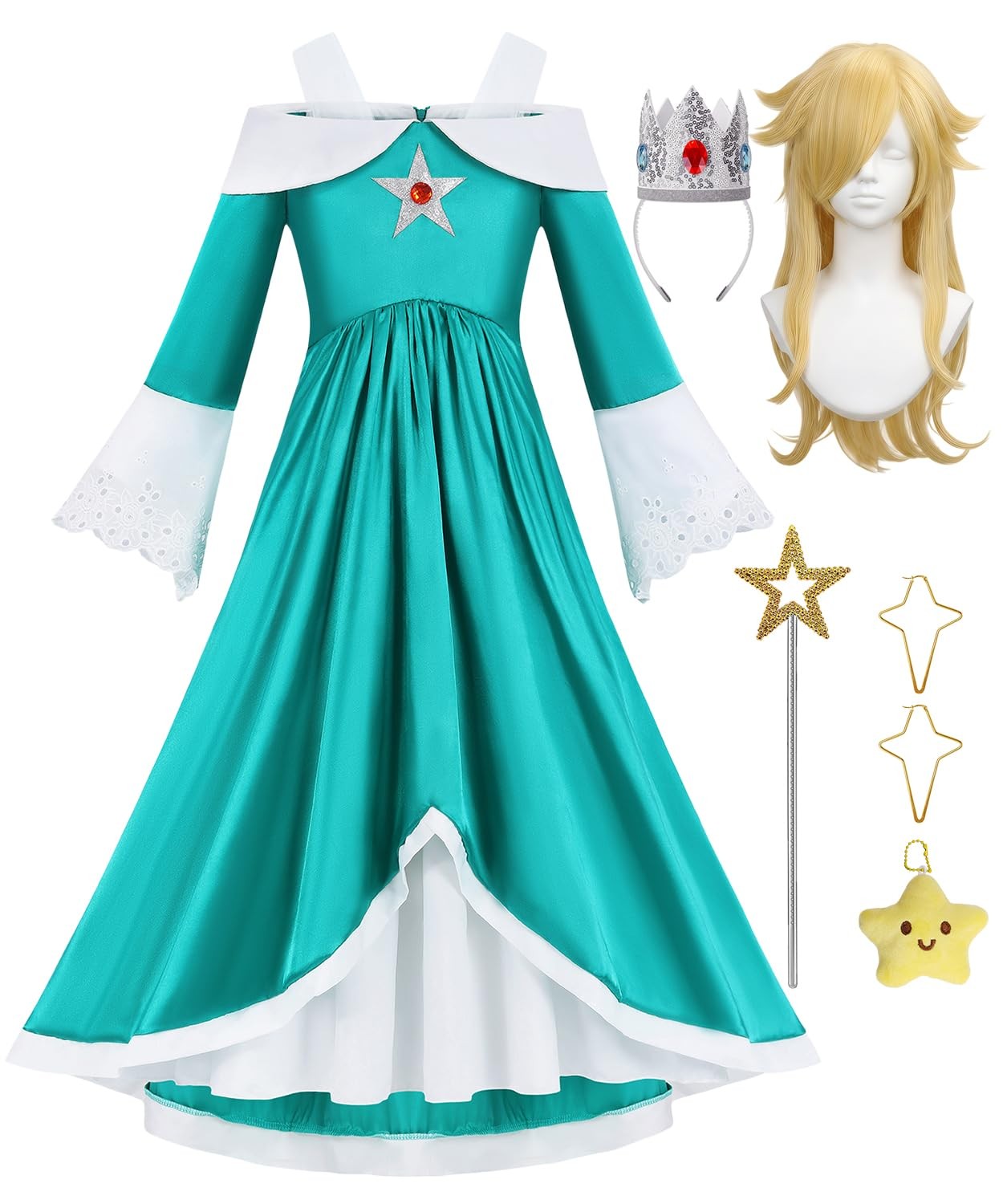 Girls Princess Rosalina Costume Kids Dress 5-6 Years / 120, Green
