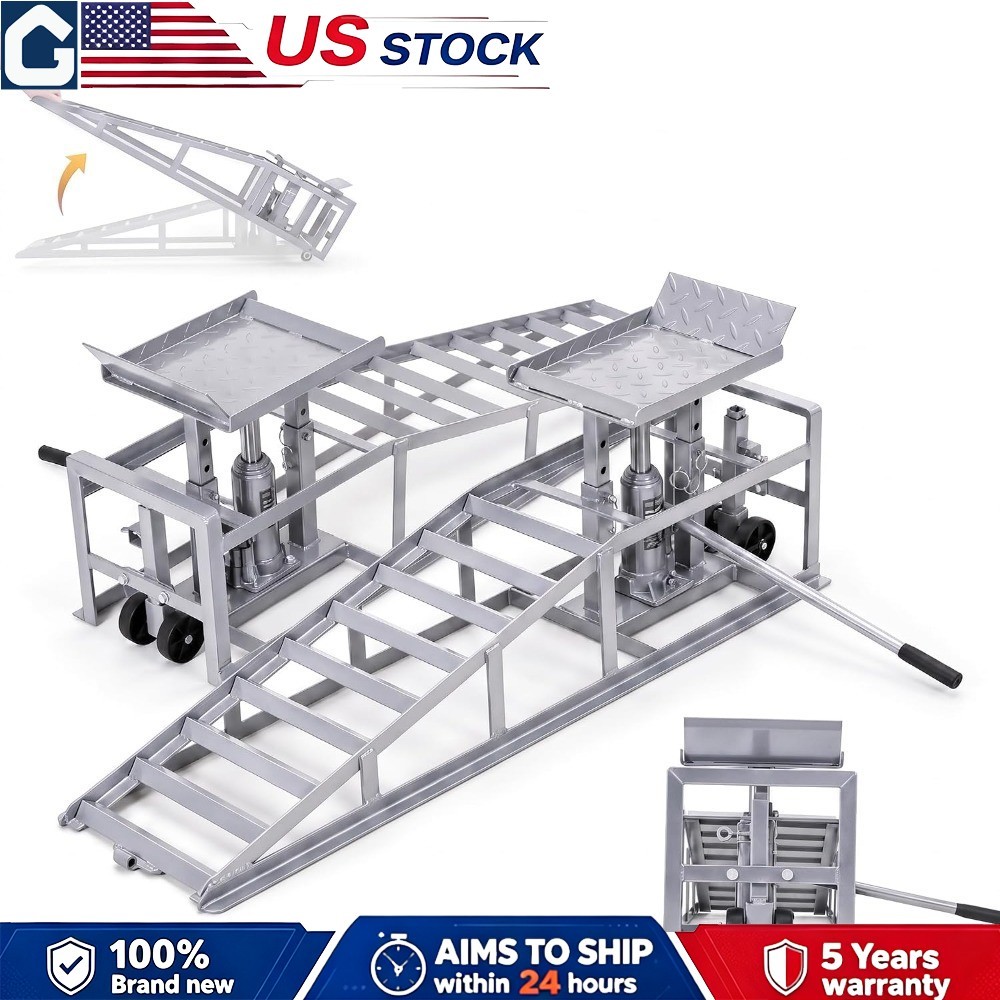 2 Pack Hydraulic Car Low profile Ramps 5 Ton Capacity 9-15 Inch Lift Height 2 Pack Hydraulic Car Low profile Ramps 5 Ton Capacity 9-15 Inch Lift Height