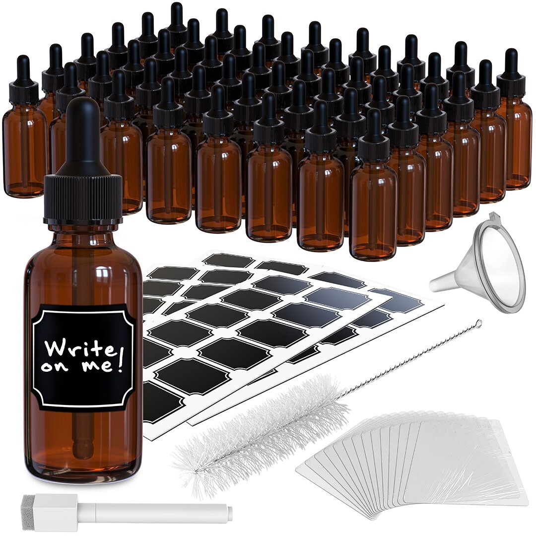 Nevlers 1 oz Amber Glass Dropper Bottle (Set of 48) | Includes Labels Nevlers 1 oz Amber Glass Dropper Bottle (Set of 48) | Includes Labels