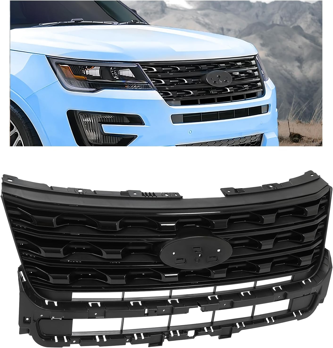 HECASA Front Upper Grille Compatible with 2016-2017 HECASA Front Upper Grille Compatible with 2016-2017